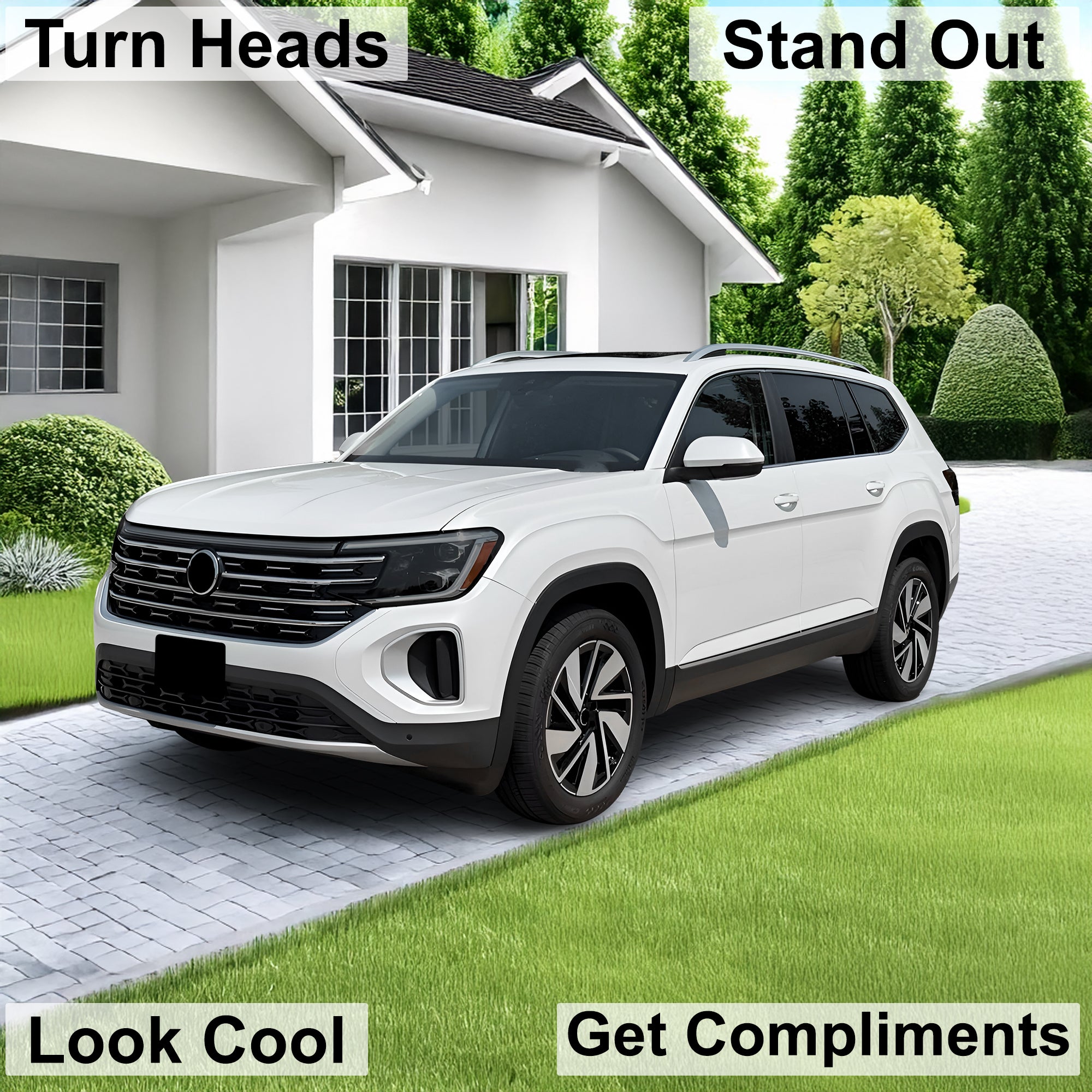 Volkswagen Atlas 2024–2026 Dark Smoke Headlight & Taillight Tint Kit – Precut Vinyl Lens Overlays
