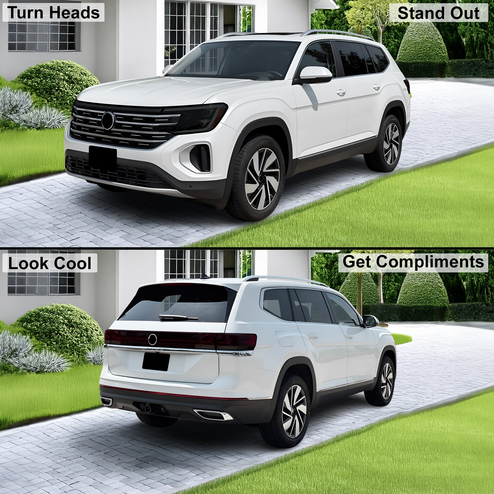 Volkswagen Atlas 2024–2026 Dark Smoke Headlight & Taillight Tint Kit – Precut Vinyl Lens Overlays