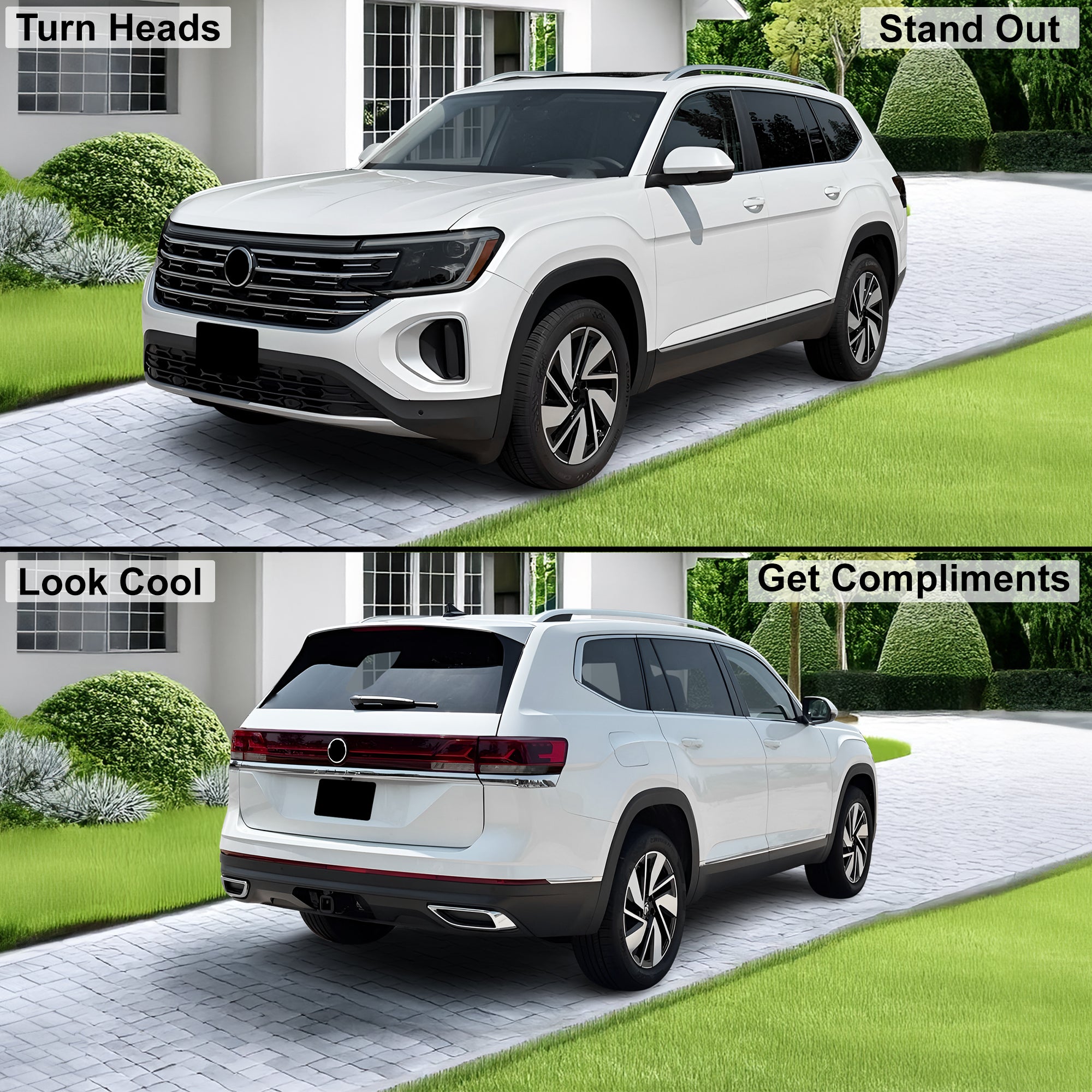 Volkswagen Atlas 2024–2026 Dark Smoke Headlight & Taillight Tint Kit – Precut Vinyl Lens Overlays