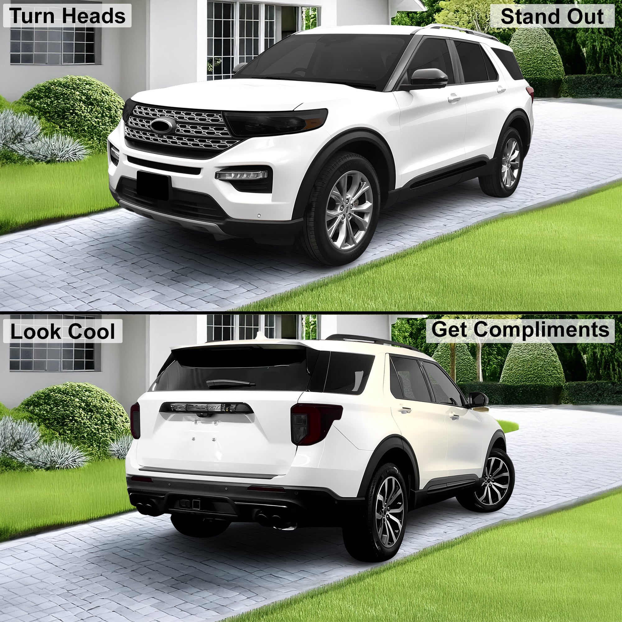 Full Headlight Taillight Precut Smoked PPF Tint Kit Film Overlay Fits Ford Explorer 2020 - 2024 - Bogar Tech Designs