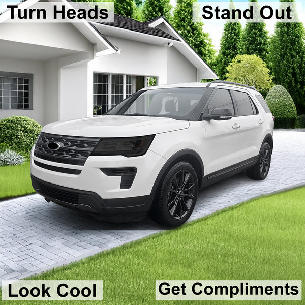 Full Headlight Taillight Precut Smoked PPF Tint Kit Film Overlay Fits Ford Explorer 2016 - 2019 - Bogar Tech Designs