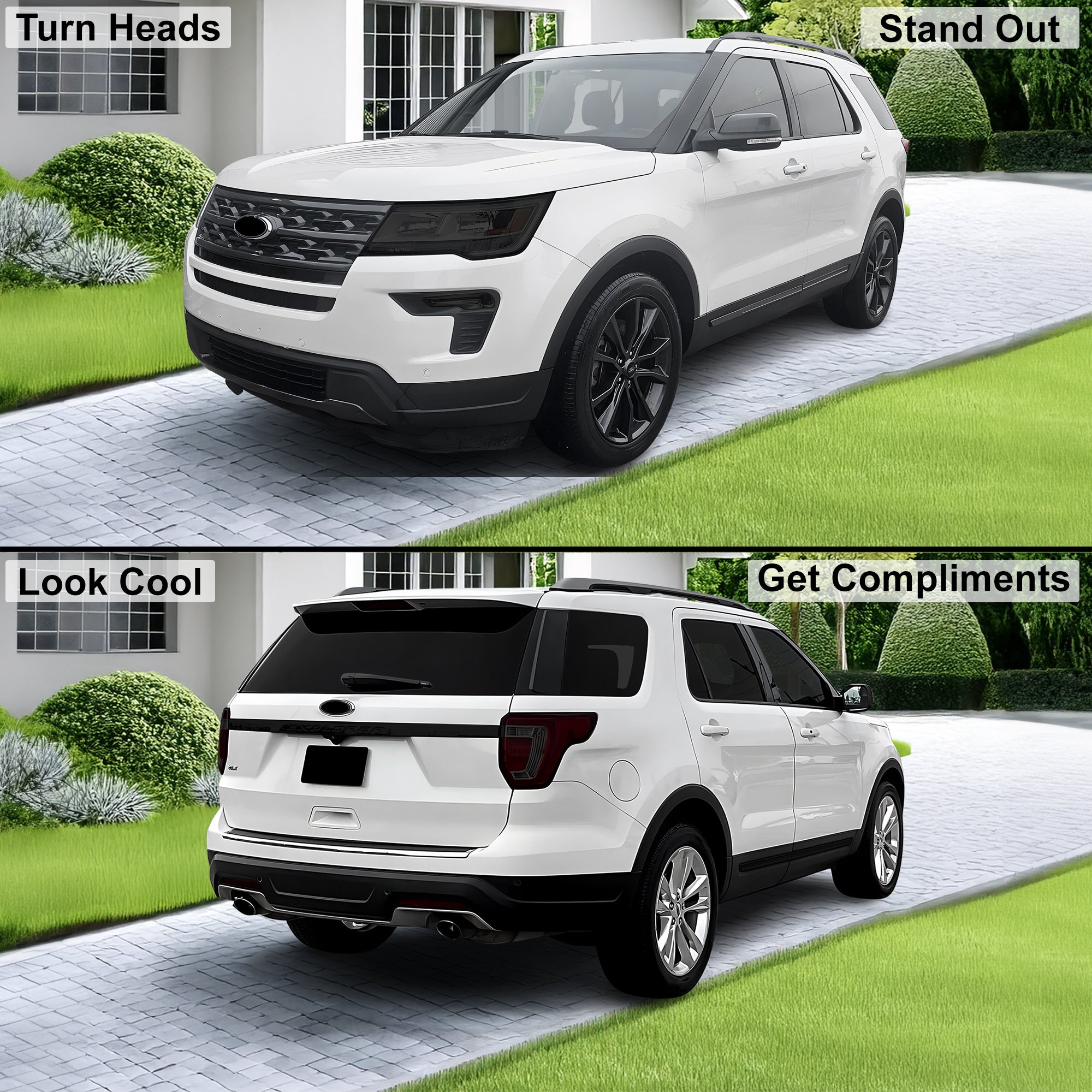 Full Headlight Taillight Precut Smoked PPF Tint Kit Film Overlay Fits Ford Explorer 2016 - 2019 - Bogar Tech Designs