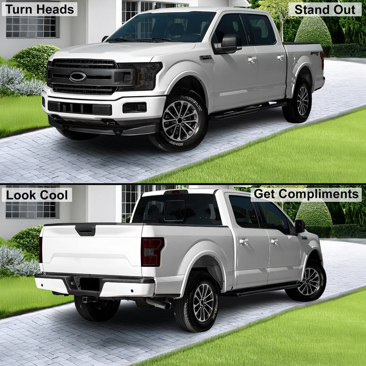 Complete Full Headlight Taillight Precut Film Overlay Tint Kit Fits Ford F150 2018 - 2020 - Bogar Tech Designs