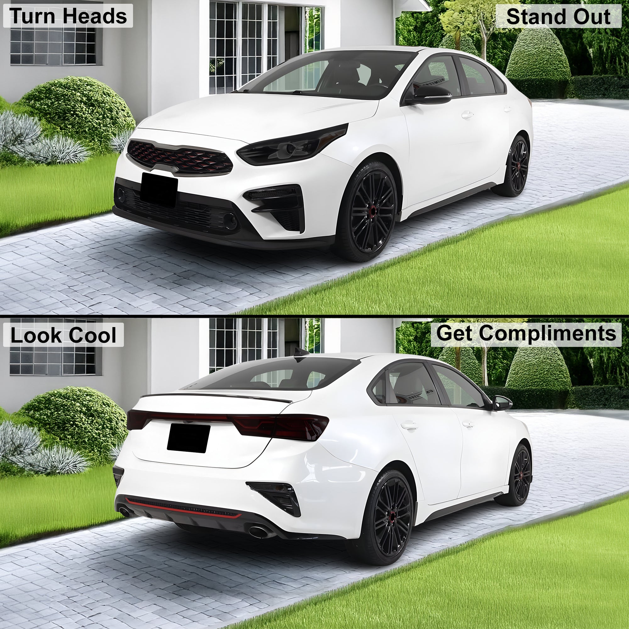 Full Headlight Taillight Precut Smoked PPF Tint Kit Film Overlay Fits Kia Forte 2019 - 2021 - Bogar Tech Designs