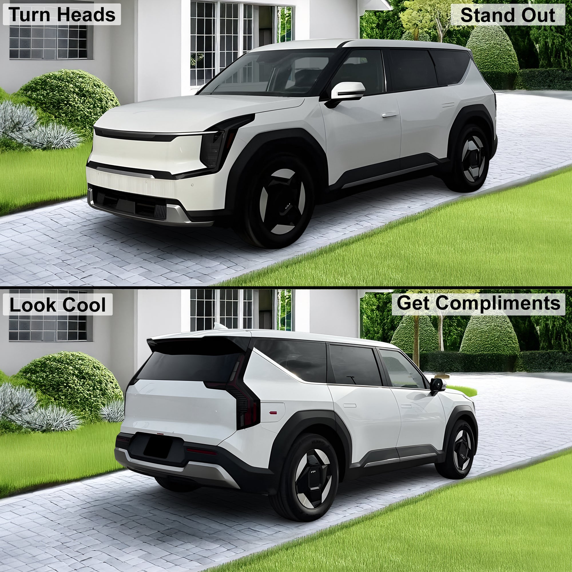 KIA EV9 2024–2026 Dark Smoke Headlight & Taillight Tint Kit – Precut Vinyl Lens Overlays