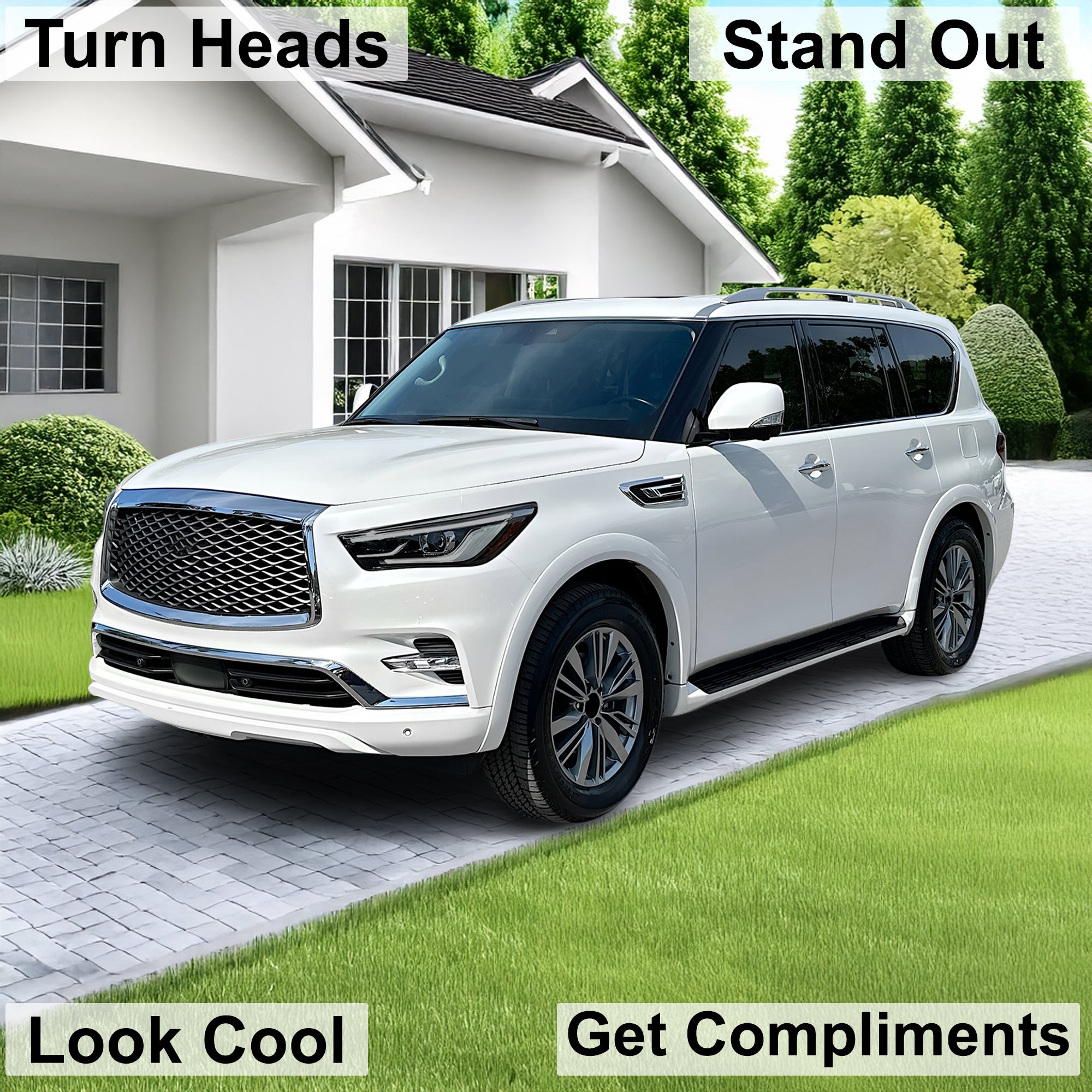 Full Headlight Taillight Precut Smoked PPF Tint Kit Film Overlay Fits Infiniti QX80 2018 - 2024 - Bogar Tech Designs