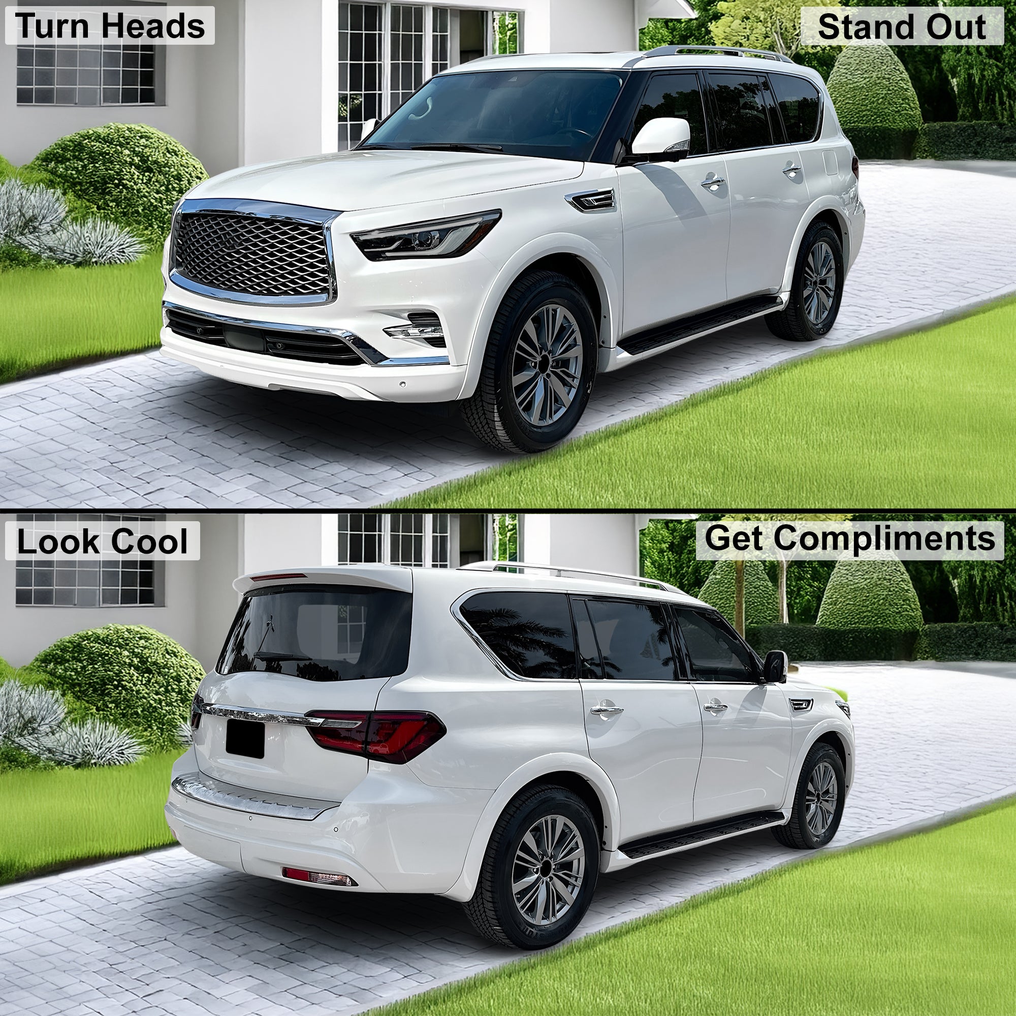 Full Headlight Taillight Precut Smoked PPF Tint Kit Film Overlay Fits Infiniti QX80 2018 - 2024 - Bogar Tech Designs