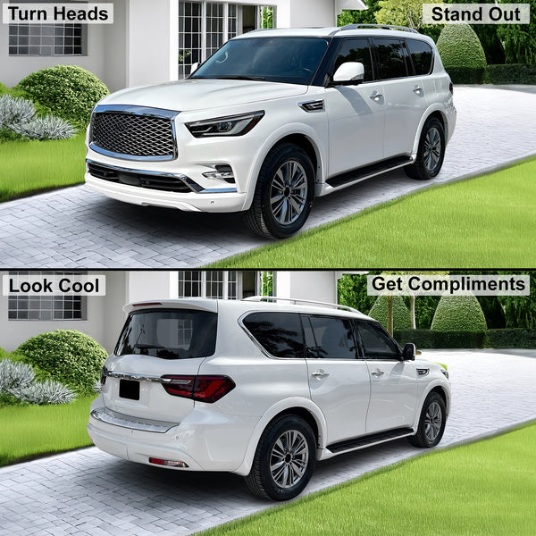 Full Headlight Taillight Precut Smoked PPF Tint Kit Film Overlay Fits Infiniti QX80 2018 - 2024 - Bogar Tech Designs