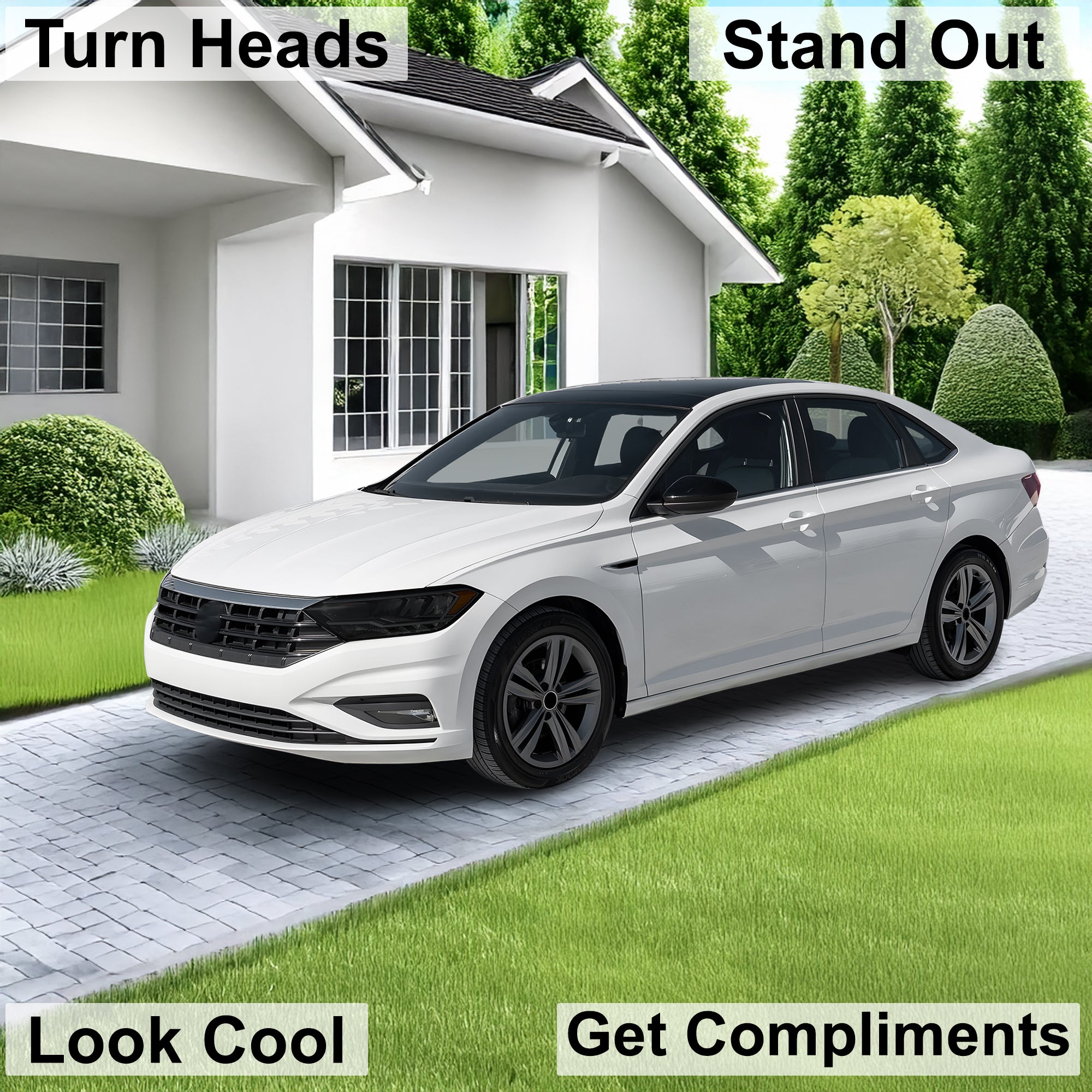 Full Headlight Taillight Precut Smoked PPF Tint Kit Film Overlay Fits Volkswagen Jetta 2019 - 2024 - Bogar Tech Designs