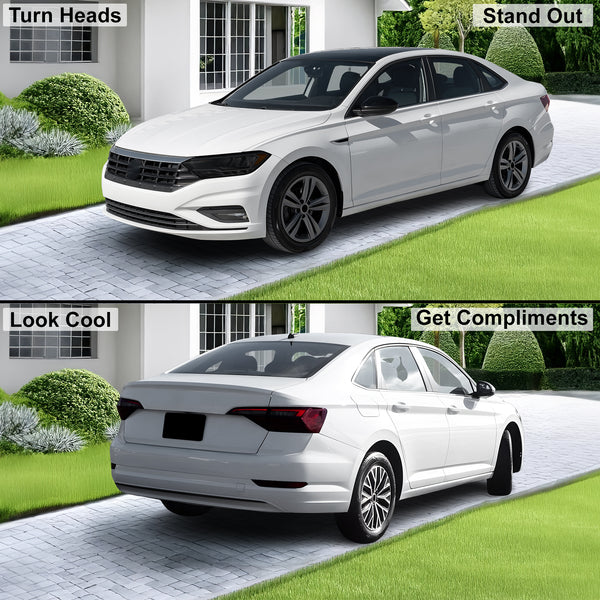 Full Headlight Taillight Precut Smoked PPF Tint Kit Film Overlay Fits Volkswagen Jetta 2019 - 2024 - Bogar Tech Designs