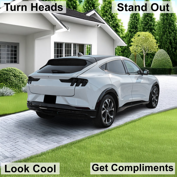 Full Headlight Taillight Precut Smoked PPF Tint Kit Film Overlay Fits Ford Mustang Mach - E 2021 - 2025 - Bogar Tech Designs