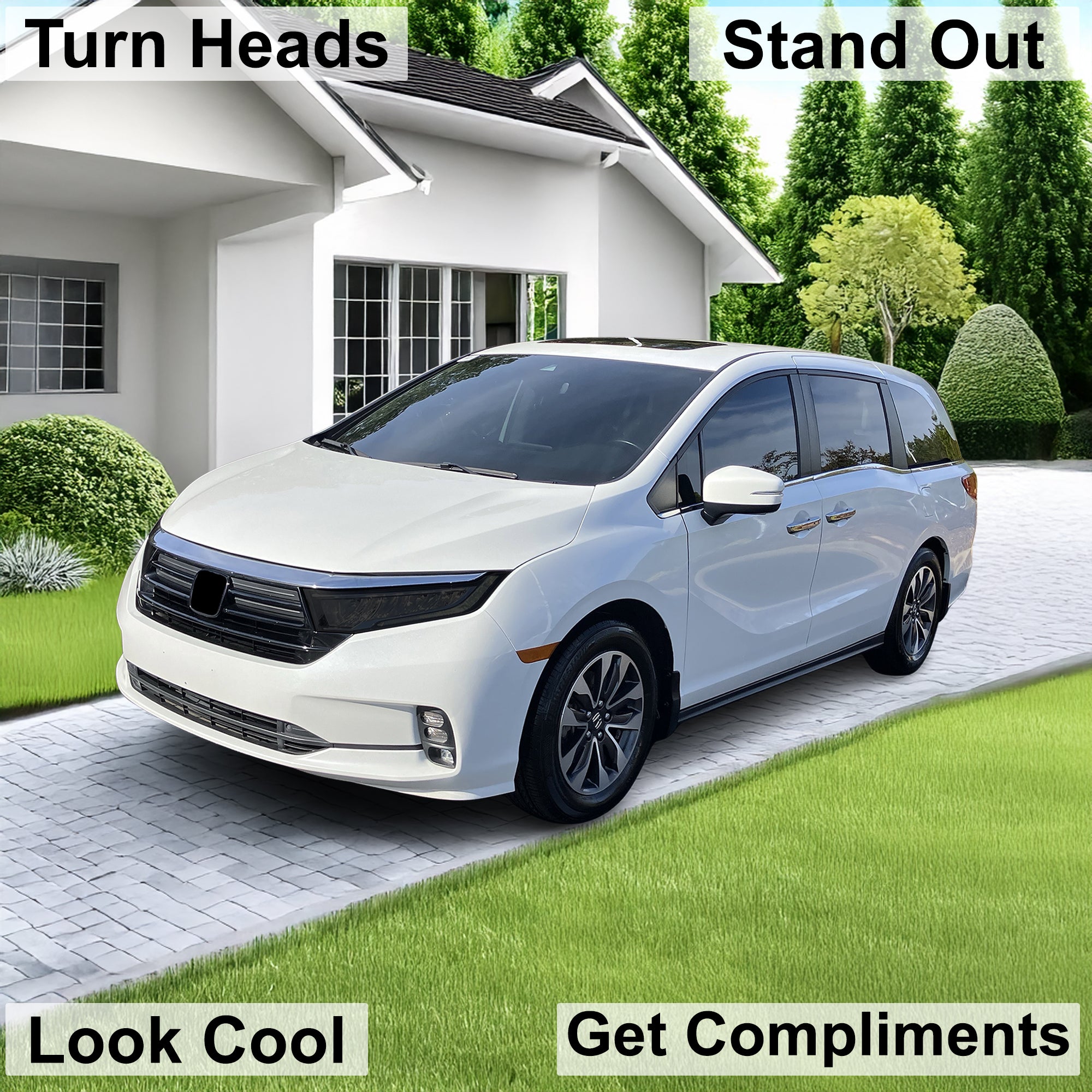 Honda Odyssey 2018–2026 Dark Smoke Headlight & Taillight Tint Kit – Precut Vinyl Lens Overlays