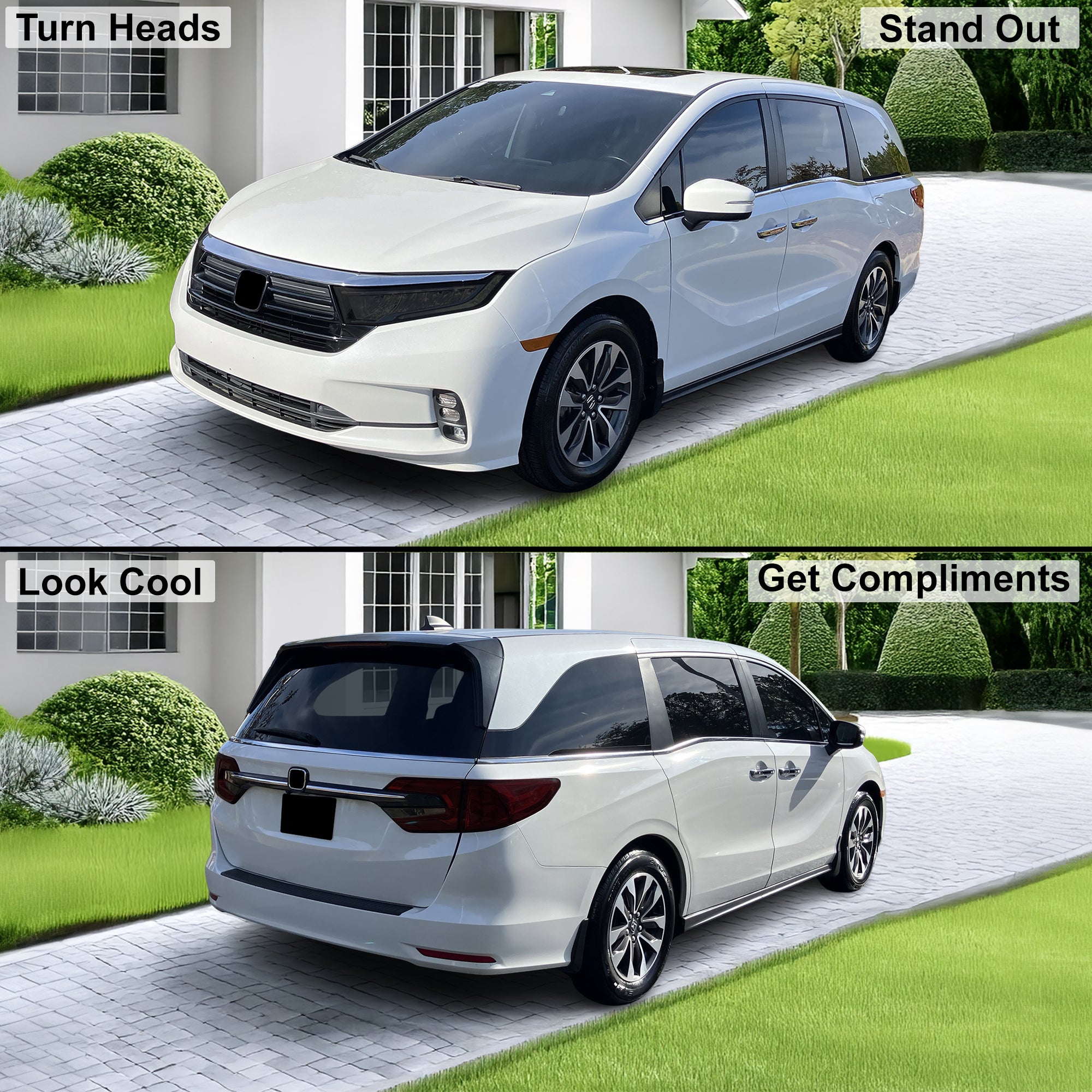 Honda Odyssey 2018–2026 Dark Smoke Headlight & Taillight Tint Kit – Precut Vinyl Lens Overlays
