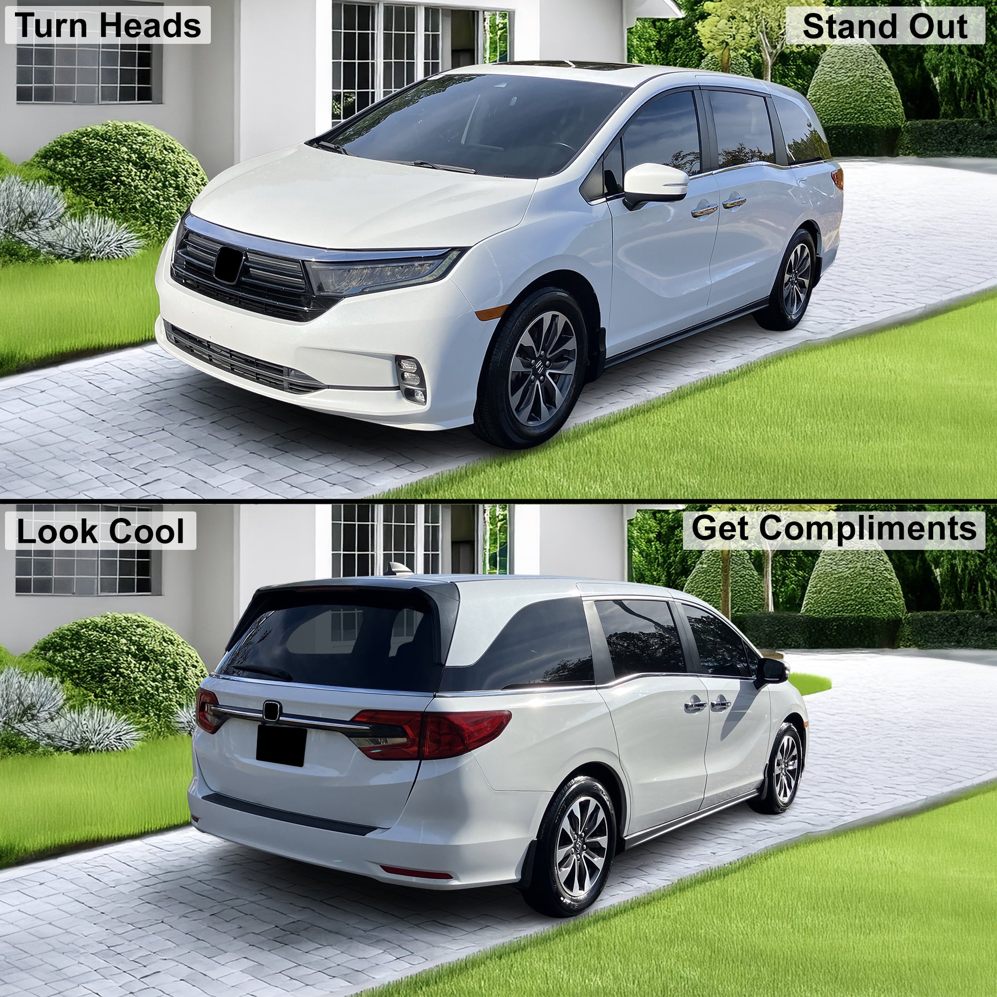 Honda Odyssey 2018–2026 Dark Smoke Headlight & Taillight Tint Kit – Precut Vinyl Lens Overlays