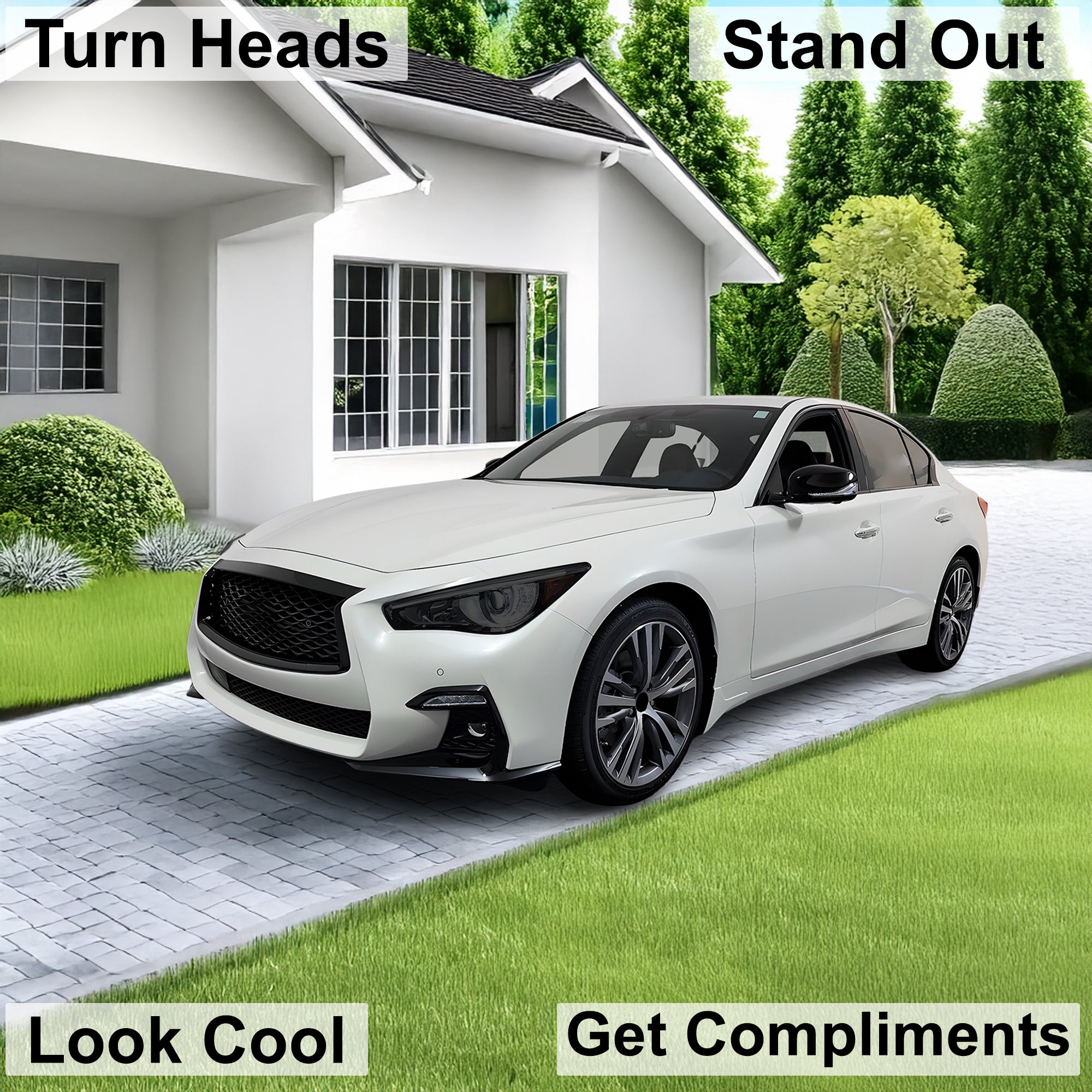 Full Headlight Taillight Precut Smoked PPF Tint Kit Film Overlay Fits Infiniti Q50 2018 - 2024 - Bogar Tech Designs