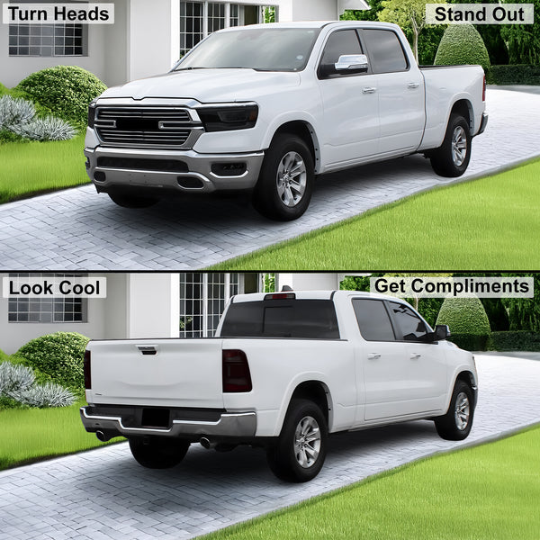 Complete Full Headlight Taillight Precut Overlay Tint Kit with Tools Fits Dodge Ram 2019 - 2024 - Bogar Tech Designs