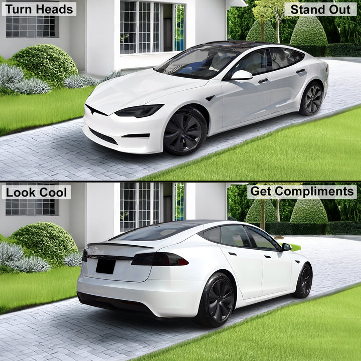 Full Headlight Taillight Precut Smoked PPF Tint Kit Film Overlay Fits Tesla Model S 2017 - 2025 - Bogar Tech Designs