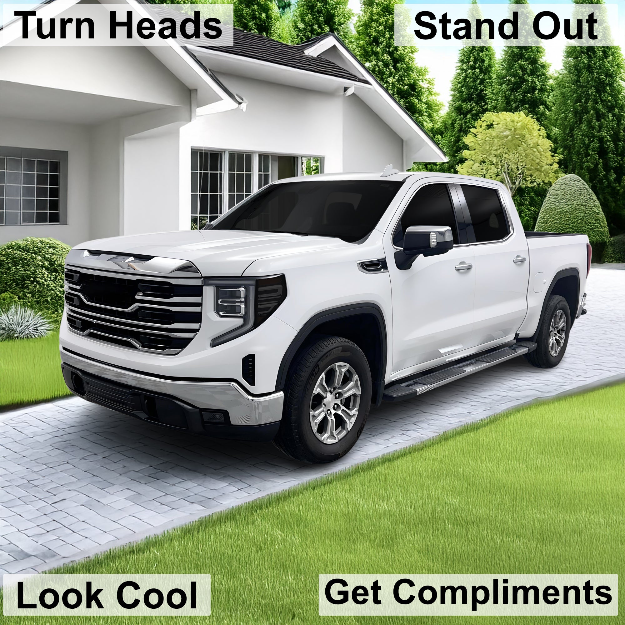GMC Sierra 2022–2026 Dark Smoke Headlight & Taillight Tint Kit – Precut Vinyl Lens Overlays
