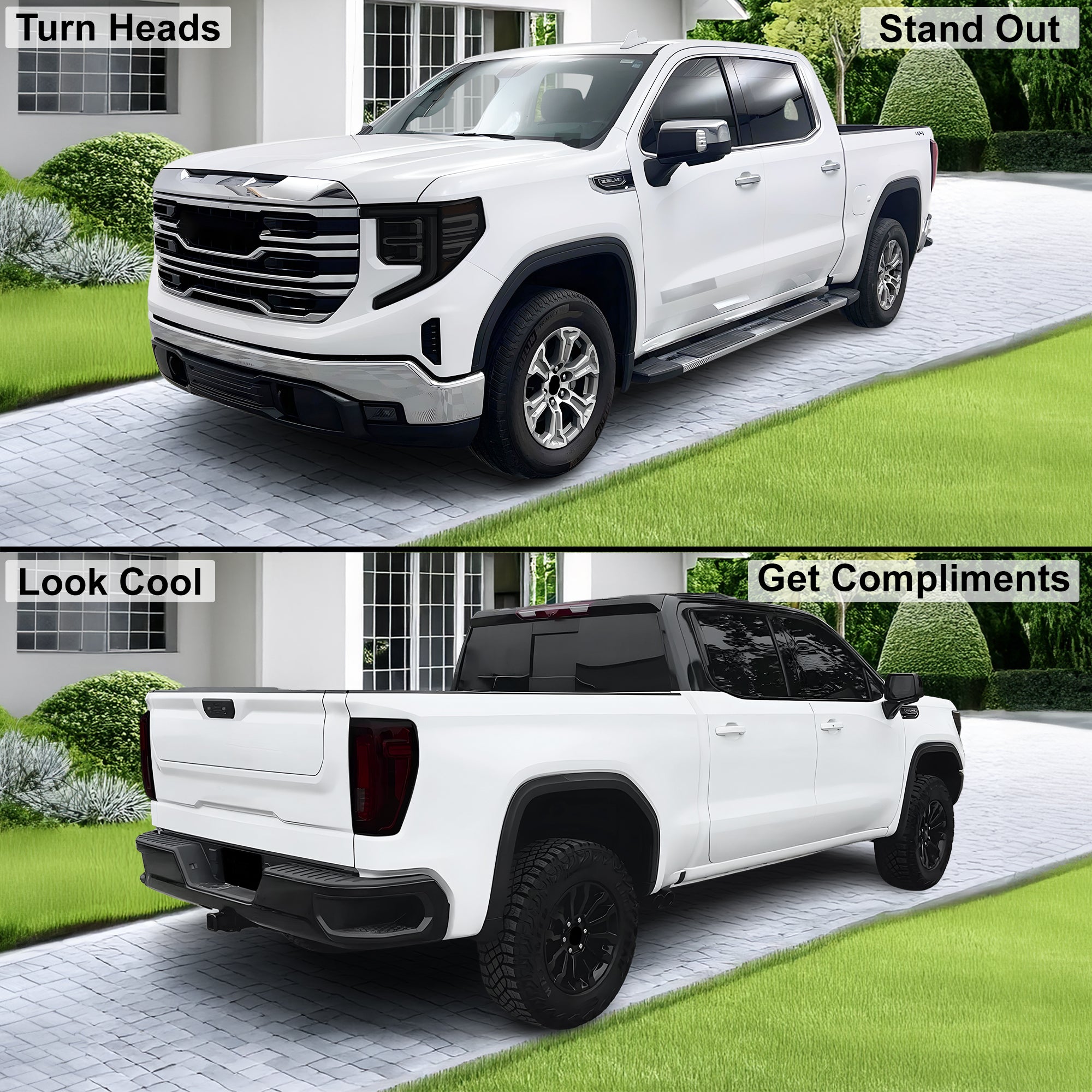 Full Headlight Taillight Precut Smoked PPF Tint Kit Film Overlay Fits GMC Sierra 2022 - 2025 - Bogar Tech Designs