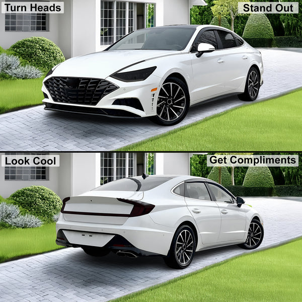 Full Headlight Taillight Precut Smoked PPF Tint Kit Film Overlay Fits Hyundai Sonata 2020 - 2023 - Bogar Tech Designs