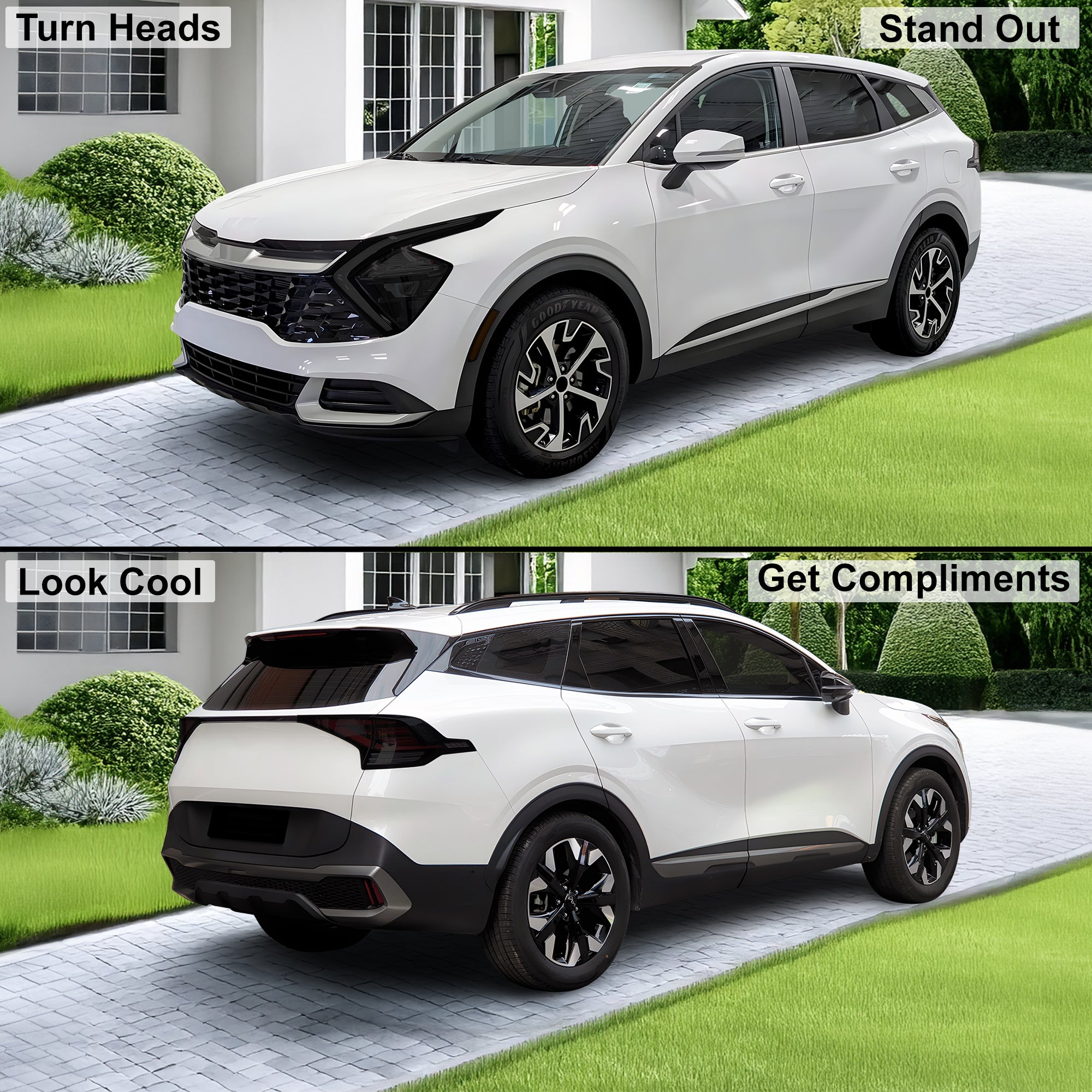 Full Headlight Taillight Precut Smoked PPF Tint Kit Film Overlay Fits Kia Sportage 2023 2023 - 2025 - Bogar Tech Designs
