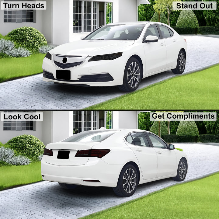 Full Headlight Taillight Precut Smoked PPF Tint Kit Film Overlay Fits Acura TLX 2015 - 2020 - Bogar Tech Designs
