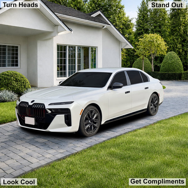 BMW 7 Series 2023–2026 Dark Smoke Headlight & Taillight Tint Kit – Precut Vinyl Lens Overlays