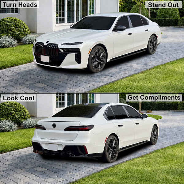 BMW 7 Series 2023–2026 Dark Smoke Headlight & Taillight Tint Kit – Precut Vinyl Lens Overlays