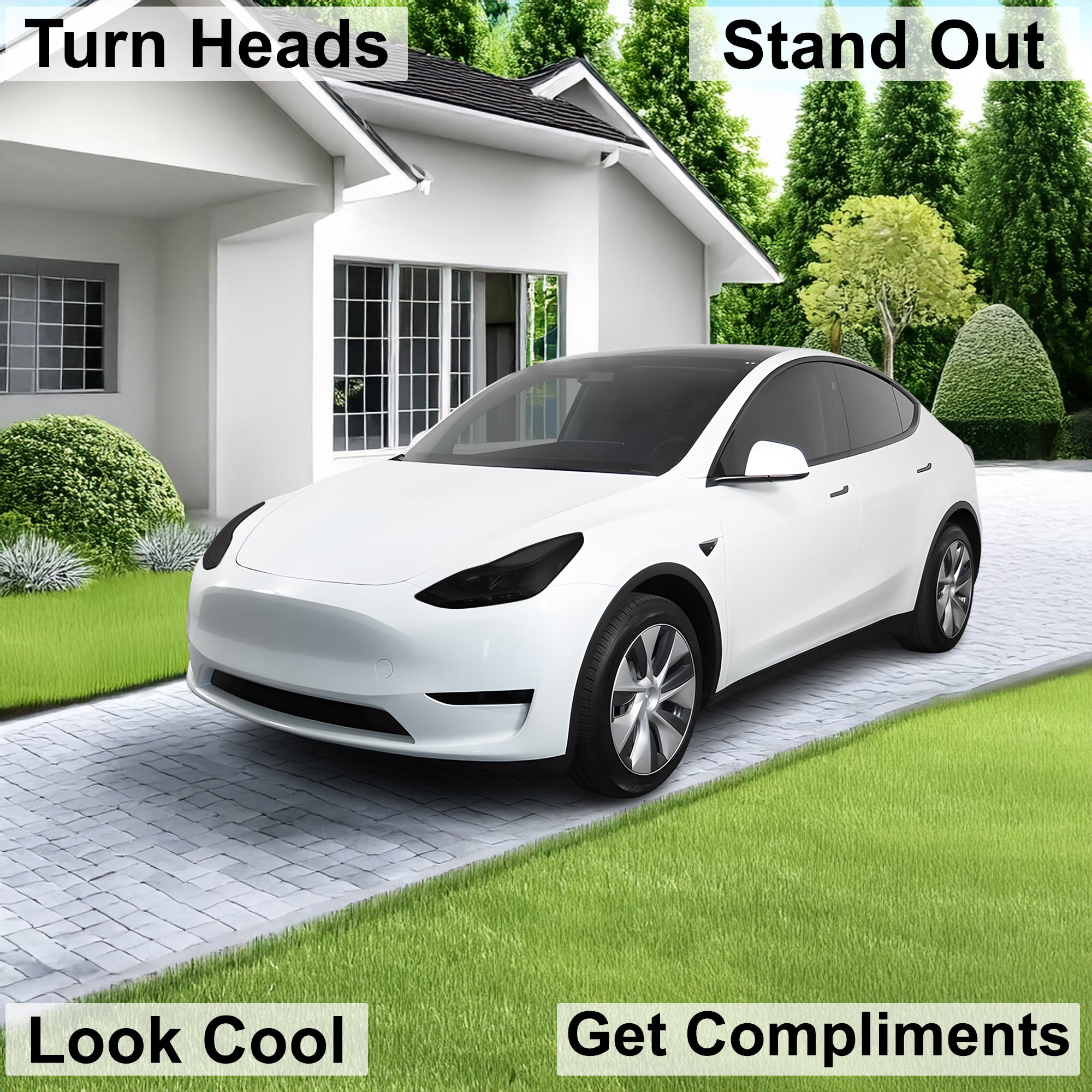 Head Tail Light Markers Reflectors Precut Smoke Tint Overlay Fits Tesla Model Y 2020 - 2024 - Bogar Tech Designs