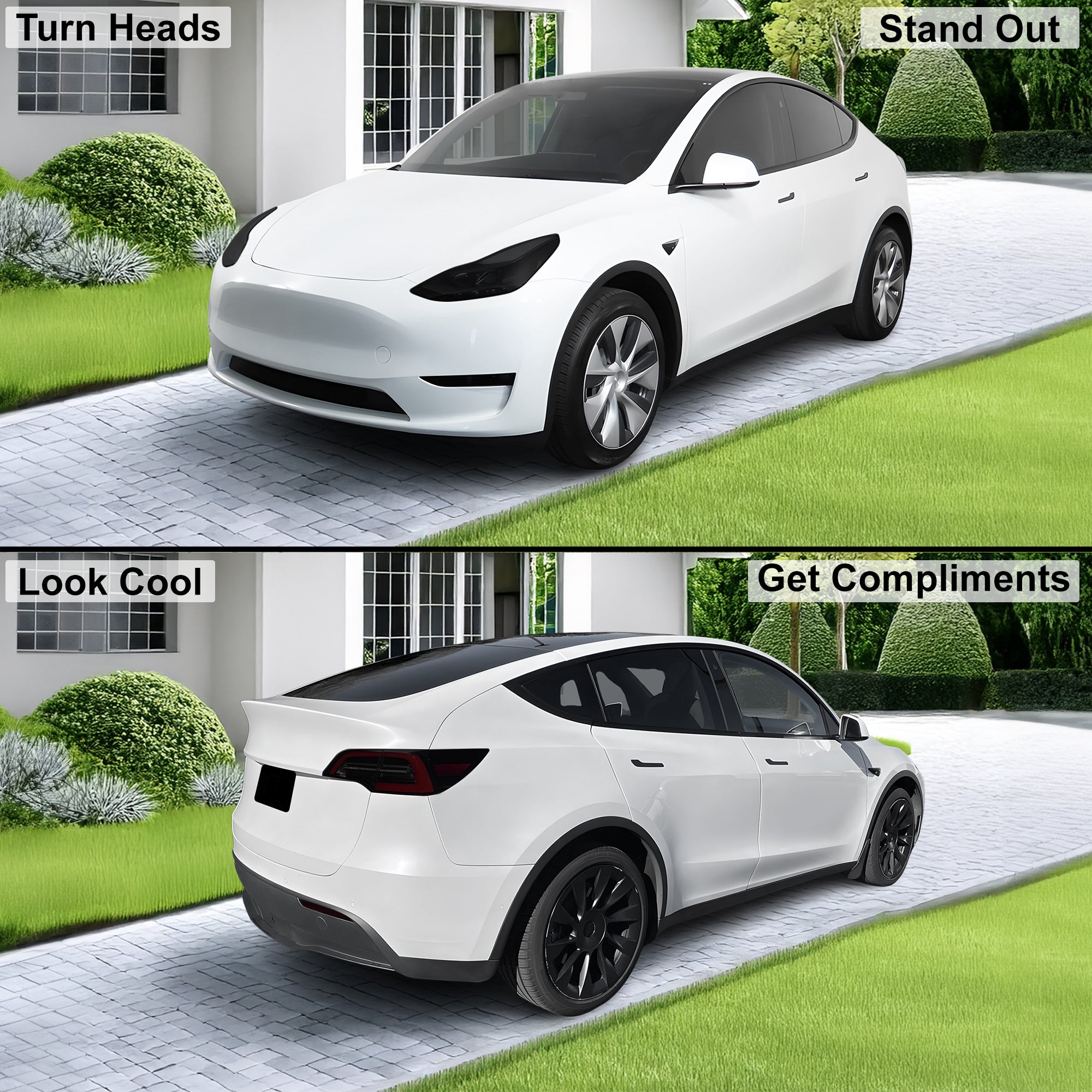 Head Tail Light Markers Reflectors Precut Smoke Tint Overlay Fits Tesla Model Y 2020 - 2024 - Bogar Tech Designs