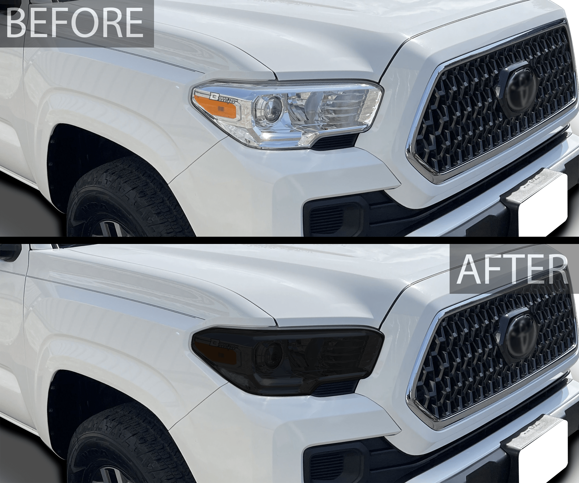 Full Tint Kit Precut Smoked Vinyl Tint Kit Film Overlay Cover Fits Toyota Tacoma 2016 - 2023 - Bogar Tech Designs