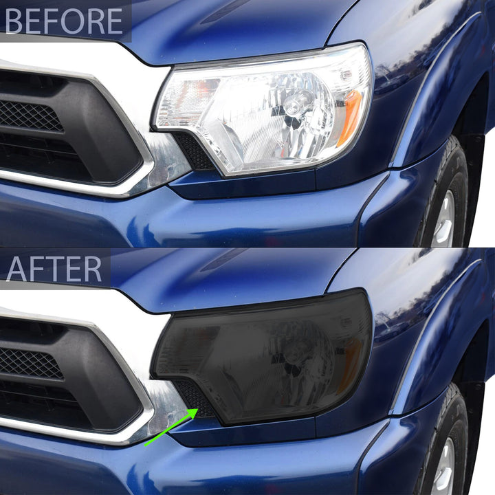 Fog Head Light Precut Smoked Vinyl Tint Kit Film Overlay Film Fits Toyota Tacoma 2012 - 2015 - Bogar Tech Designs