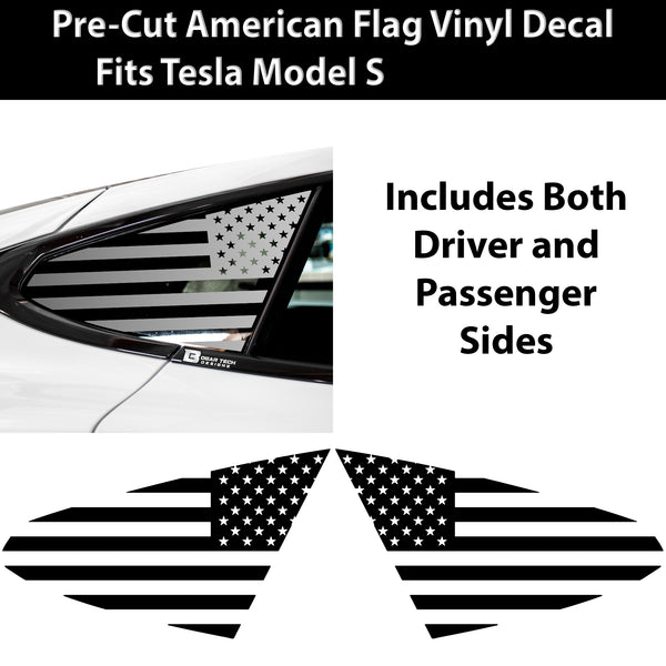 Quarter Window American Flag Vinyl Decal Stickers Fits Tesla Model S 2016 - 2025 - Bogar Tech Designs