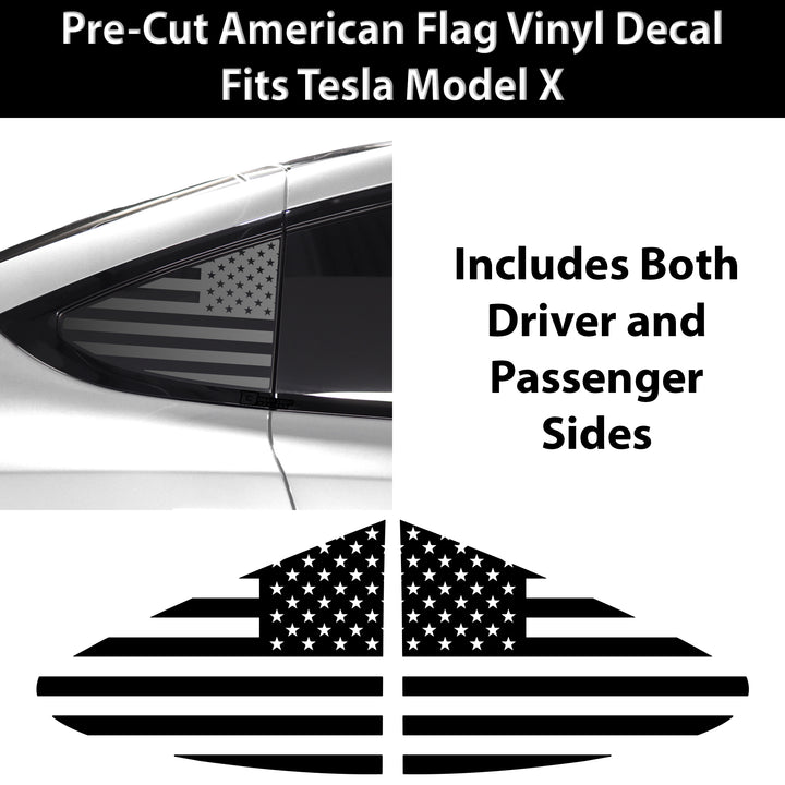 Quarter Window American Flag Vinyl Decal Stickers Fits Tesla Model X - Bogar Tech Designs