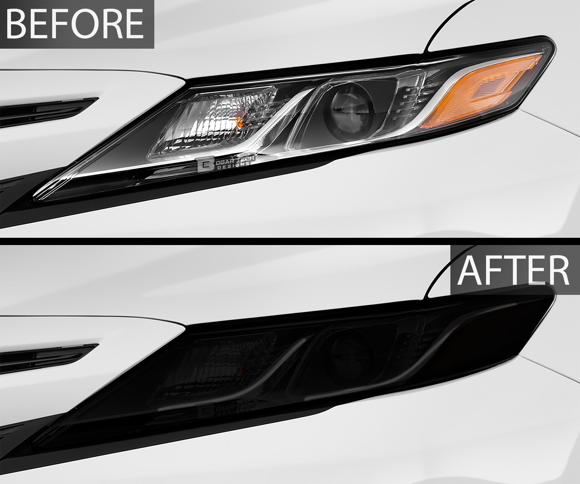 Complete Full Headlight Taillight Precut Overlay Tint Kit with Tools Fits Toyota Camry 2018 - 2024 - Bogar Tech Designs