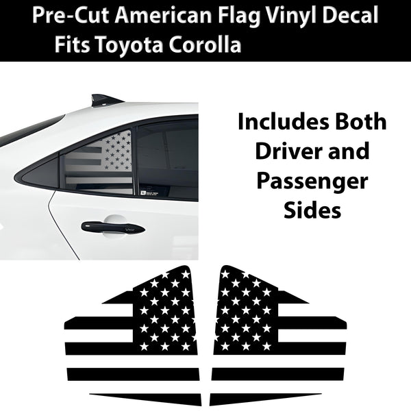 Quarter Window American Flag Vinyl Decal Stickers Fits Toyota Corolla 2020 - 2025 - Bogar Tech Designs