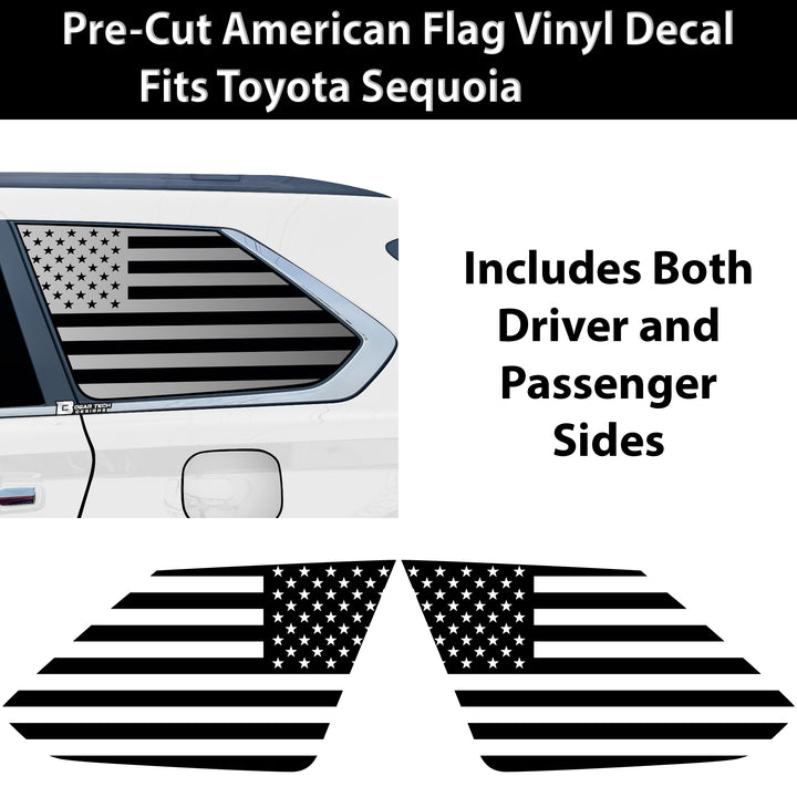 Quarter Window American Flag Vinyl Decal Stickers Fits Toyota Sequoia 2023 - 2025 - Bogar Tech Designs