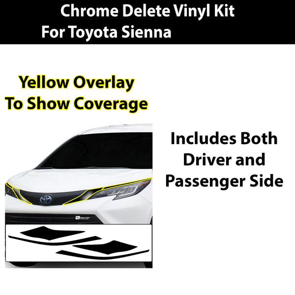 Window Vinyl Chrome Delete Trim Blackout Decal Stickers Overlay Film Fits Toyota Sienna 2021-2025