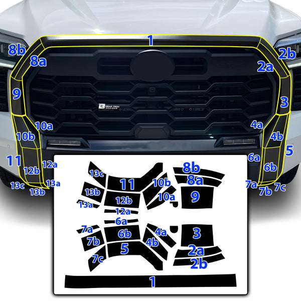 Vinyl Chrome Delete Wheel Front Grille Rear Bumper Trim Blackout Decal Stickers Overlay Film Fits Toyota Tundra 2022-2025