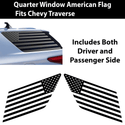 Precut American Flag Rear Side Quarter Window Decal Sticker Fits Chevy Traverse 2018-2023