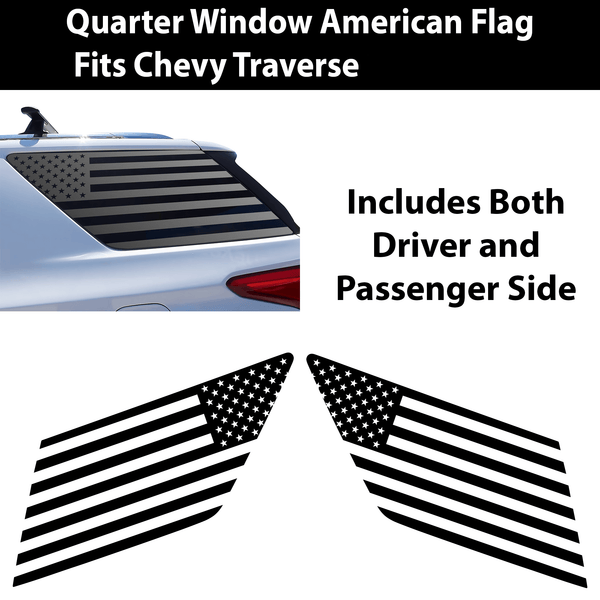 Precut American Flag Rear Side Quarter Window Decal Sticker Fits Chevy Traverse 2018-2023