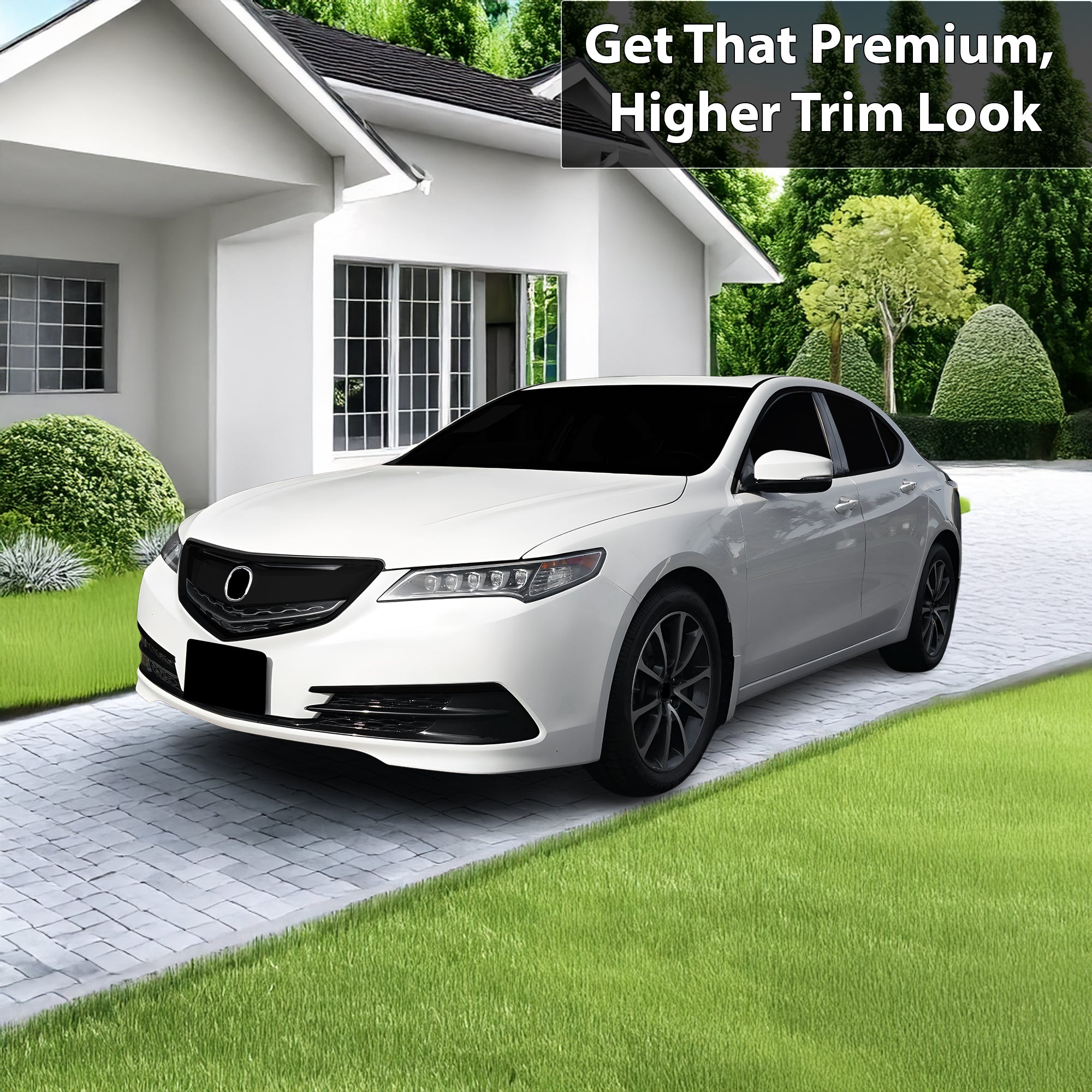 Vinyl Chrome Delete Side Window Front Bumper Rear Wheel Rim Trim Blackout Decal Stickers Overlay Film Fits Acura TLX 2015 - 2020 - Bogar Tech Designs