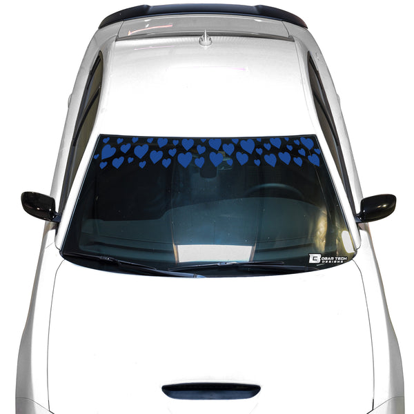 Front Windshield Visor Decal – Leopard Cheetah Heart Print | Universal Fit for Most Vehicles