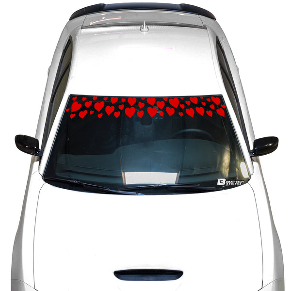 Front Windshield Visor Decal – Leopard Cheetah Heart Print | Universal Fit for Most Vehicles