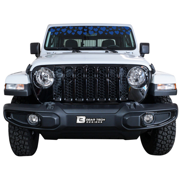 Front Windshield Visor Decal – Leopard Cheetah Heart Print | Universal Fit for Most Vehicles