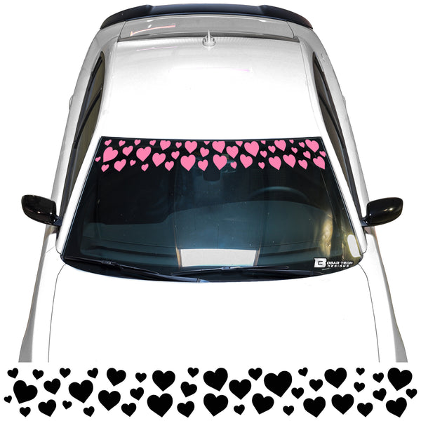 Front Windshield Visor Decal – Leopard Cheetah Heart Print | Universal Fit for Most Vehicles
