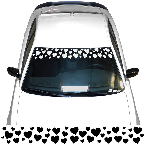 Front Windshield Visor Decal – Leopard Cheetah Heart Print | Universal Fit for Most Vehicles