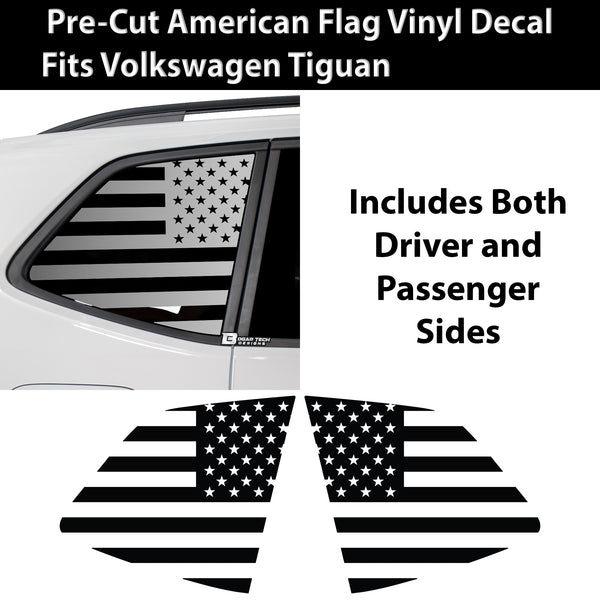 Quarter Window American Flag Vinyl Decal Stickers Fits Volkswagen Tiguan 2018-2024