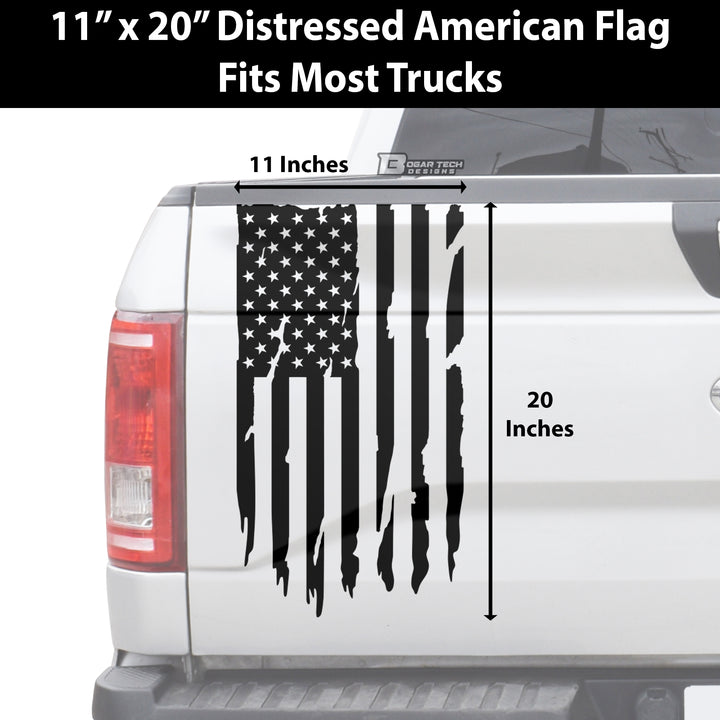 Precut American Flag Side Rear Tailgate Decal Stickers fits Most Pick Up Trucks - Bogar Tech Designs
