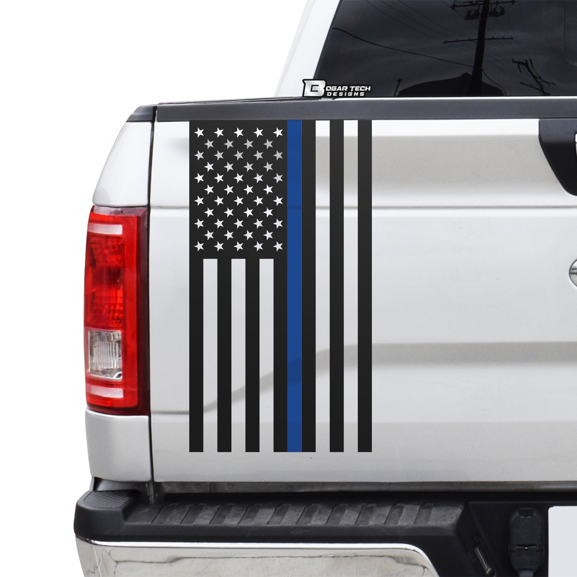 Precut American Flag Side Rear Tailgate Decal Stickers fits Most Pick Up Trucks - Bogar Tech Designs
